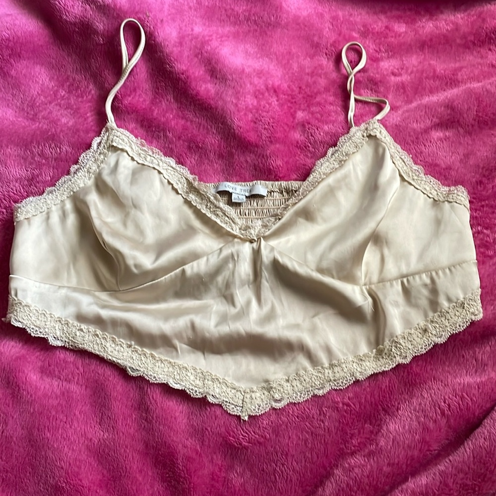 Gold/ cream cropped spaghetti strap